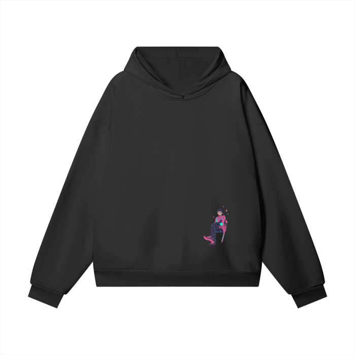 Black Swordsman Oversized Anime Fleece Hoodie