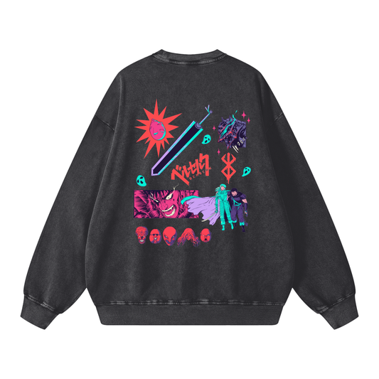 Black Swordsman Vintage Oversize Sweatshirt